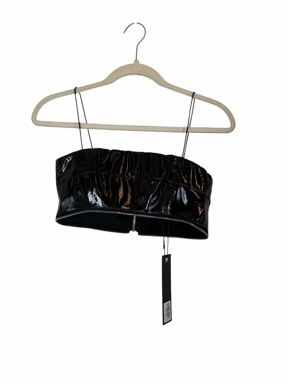 I.AM.GIA Isla Patent Faux Leather Zip Corset Tube Top NWT Black S